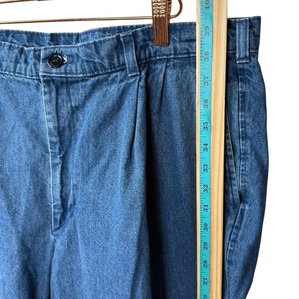 Vintage Farah Pleated Denim Trousers Mens‎ 38/29 Blue Garment Washed 90s Jeans